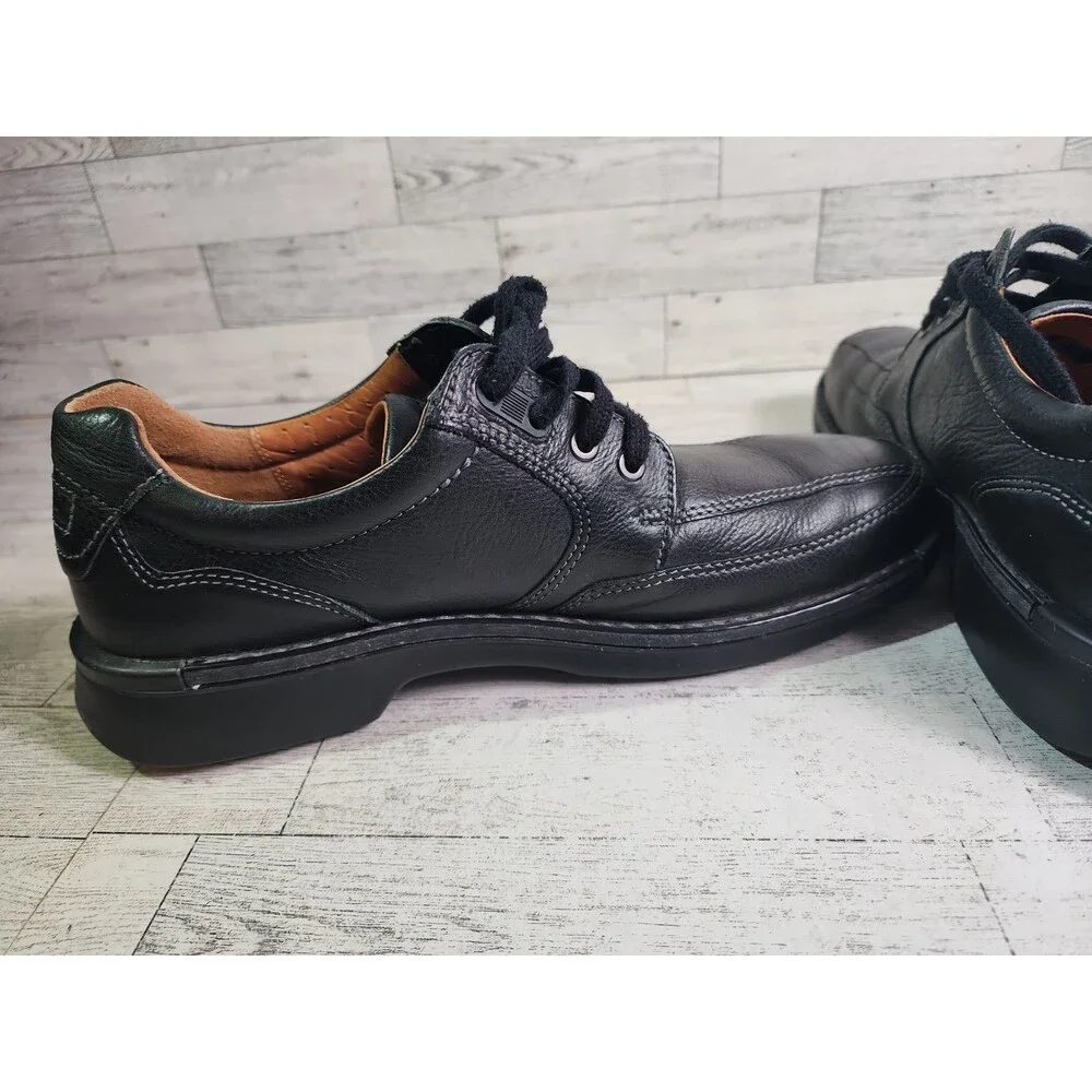 Ecco Oxford Black Leather Shoes Lace Up Derby Casual Comfort Mens 9-9.5 Euro 43